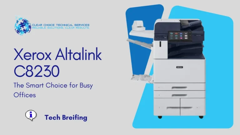 Xerox AltaLink C8230 multi-function printer with a 10.1-inch touchscreen and high-capacity trays, serving offices in Augusta, Maine.