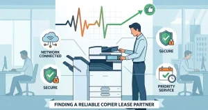 A professional technician providing a Reliable Copier Lease in Augusta, featuring 4-hour SLAs, secure network connectivity, and priority service.