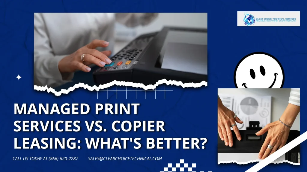 Close-up of hands operating office copier controls for managed print services in Augusta